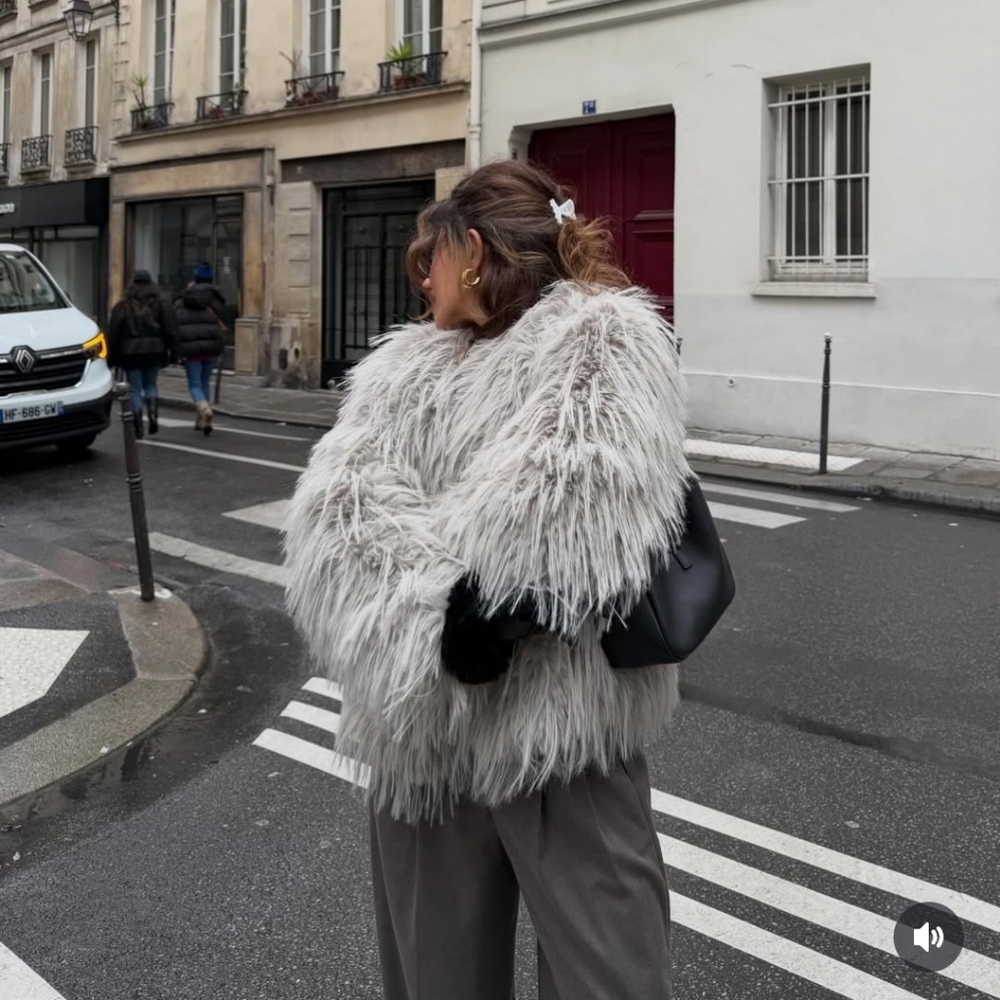 ZARA FAUX FUR GREY COAT SIZE S - Picture 10 of 16
